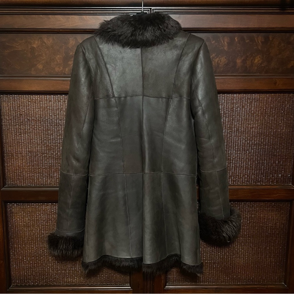 Dolce & Gabbana Chocolate Brown Real Fur Leather Jacket Coat Shearling Luxury XS - Picture 8 of 13